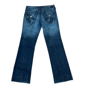 See Thru Soul Straight Denim Jeans Low Rise Flap Pockets Blue Y2K Womens Size 28